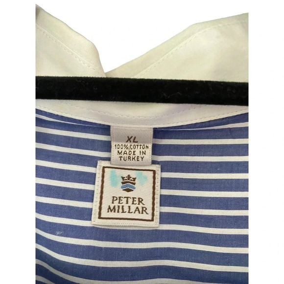 Peter Millar Men's Blue & White Striped Long Sleeve Button Down Shirt Size XL - Picture 2 of 5